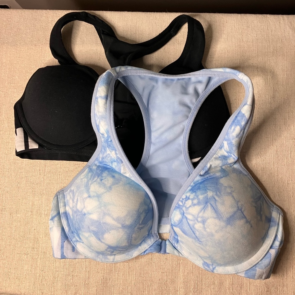 VS PINK Cool & Comfy Push Up Bras Racerback Front Clasp (Qty 2) | 32 C